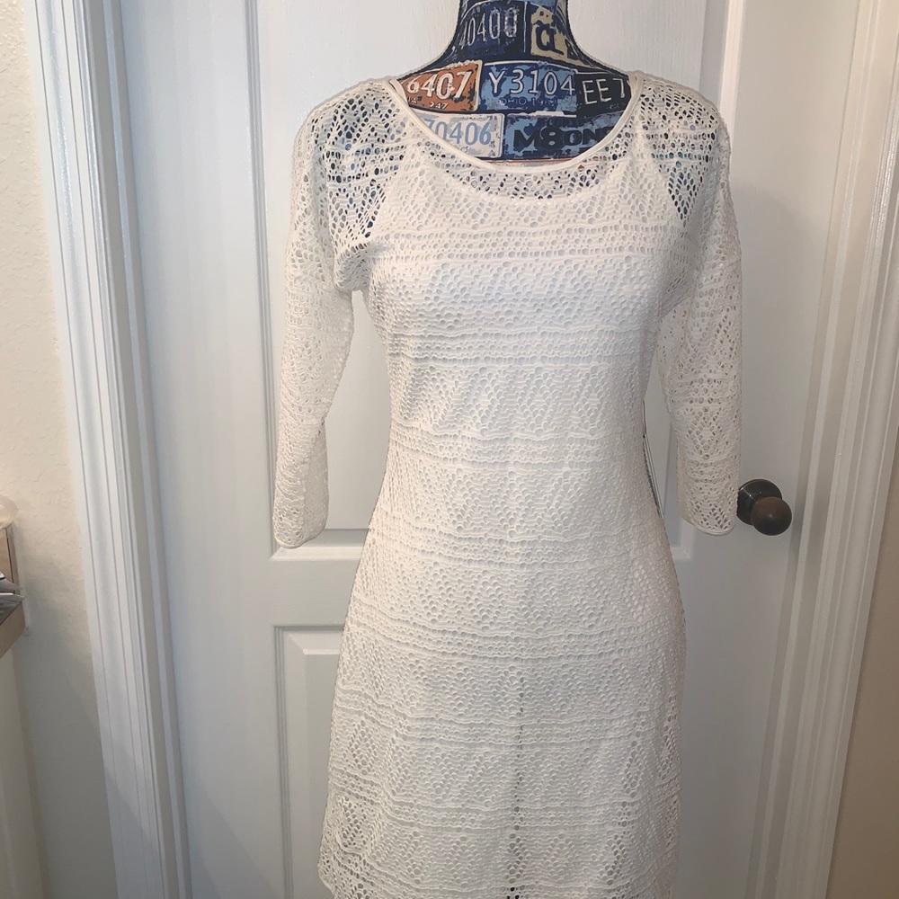 NWT Express White Lace Dress w/ Med Slip - Picture 2 of 3